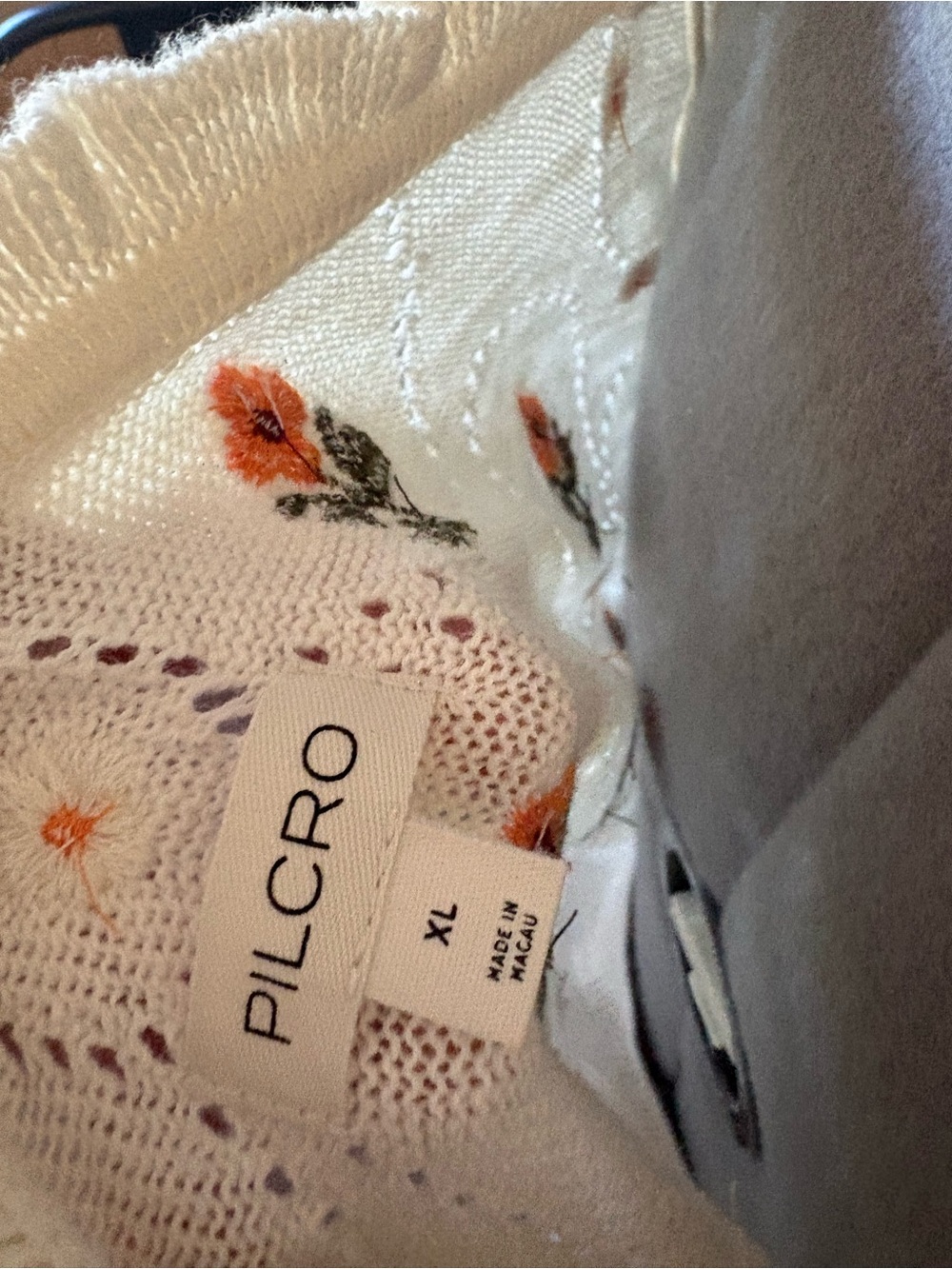Pilcro Cream Knit Cardigan with Floral Embroidery NEW WITH TAGS Anthropologie - Picture 7 of 10